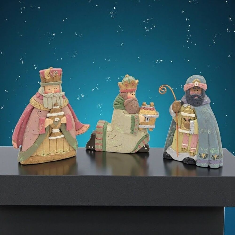 Kurt S. Adler Nativity Three Kings 4.5" Vintage 3‑Piece Resin Christmas Figures